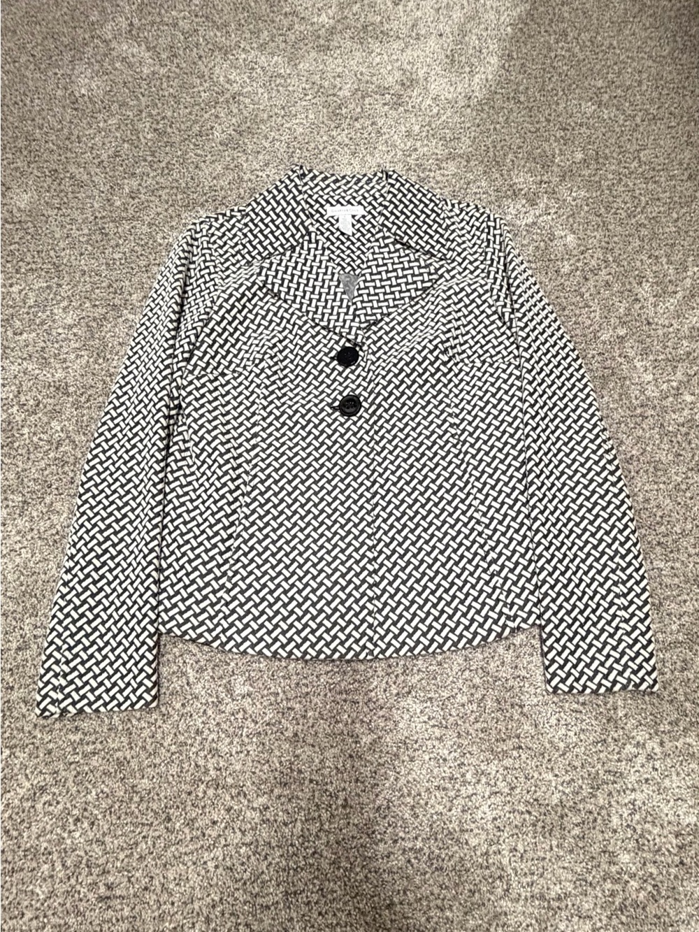 Charter Club Black & White Patterned Blazer